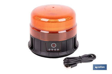 Cofan – Luz Emergencia Rotativa 360° | Recargable USB-C | Base Magnética | LED Ámbar | ECE R65 IP66